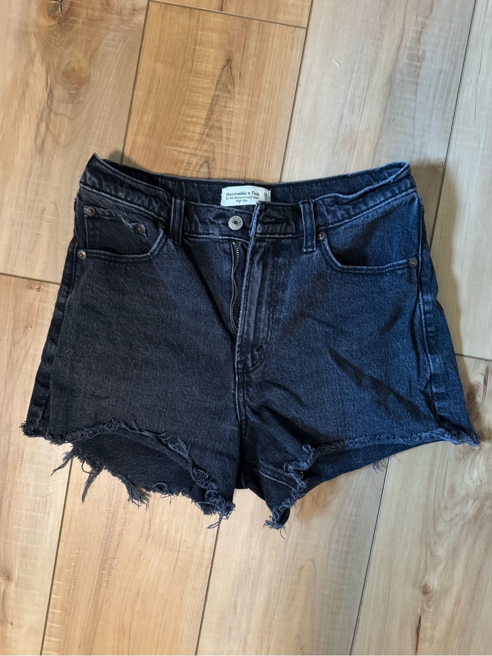 Abercrombie & Fitch Black Frayed Denim Cutoff Shorts
